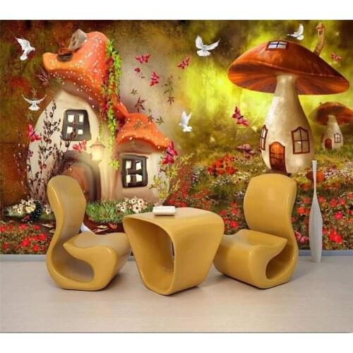 Beibehang papel de parede Custom wallpaper 3d fairy tale world mushroom wallpaper children room background wall paper 3d mural