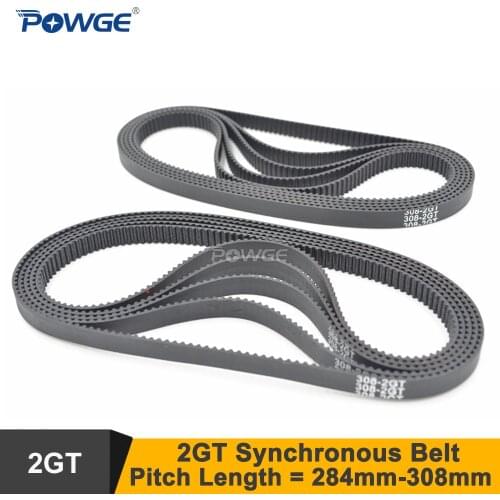 POWGE 10pcs 288/294/300/302/308 2GT Timing Belt W=6/9mm T=144/147/150/151/154 GT2 Closed-Loop Synchronous Belt 288-2GT