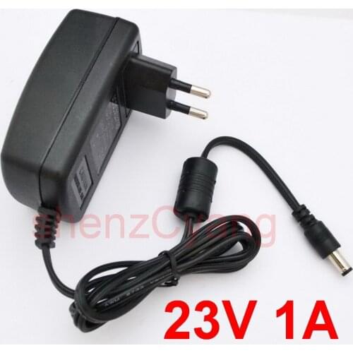 1PCS High quality AC 100V-240V Converter Switching power adapter DC 23V 1A 1000mA Supply EU Plug DC 5.5mm x 2.1mm-2.5mm