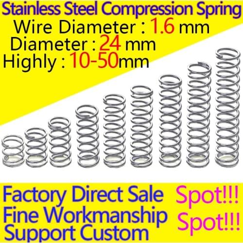 CoolXYZ Stainless Steel Spring Pressure Spring Compression Spring The Return Spring Wire Diameter 1.6mm Diameter 24mm in stock