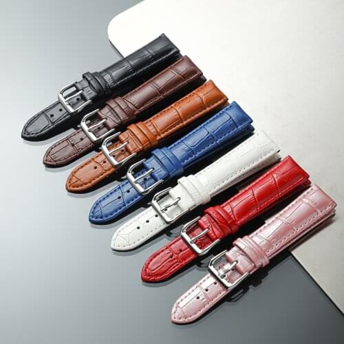 Calfskin Bamboo Pattern Leather Watch Band Strap 14mm 16mm 18mm 20mm 22mm Genuine Leather Watchband Bracelets Correas