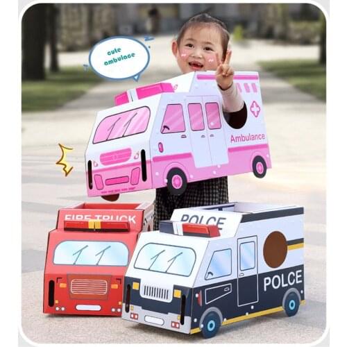 Role Play 3D Car Graffiti Cardboard Toy Corrugated Paper 3D Puzzle Coloring Assembled Model Car Kid Handmade Educational Toy
