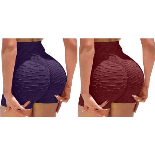 2PC Purple And Red Shorts Yoga Pants Leggings for Women High Waisted Butt Lifting Workout Casual Butt Lifting Active Wear Shorts