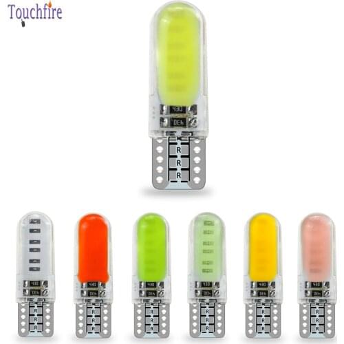 100pcs T10 W5W COB 194 168 Silicone Car Blub Auto Parking Reading Interior Dome Light Blue White Red 12V Wholesale Car Styling