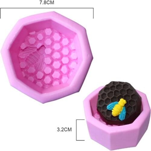 Cake Chocolate Candle Soap Bake Icing Sugarcraft DIY Pink Bee Wax Silicone Honeycomb Bees Fondant Mould