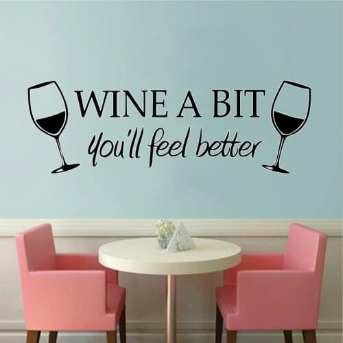 Wall Stickers for Fashionable wine a bit quotes Self Adhesive Vinyl Wallpaper For Home decoration Waterproof Decals HY1865