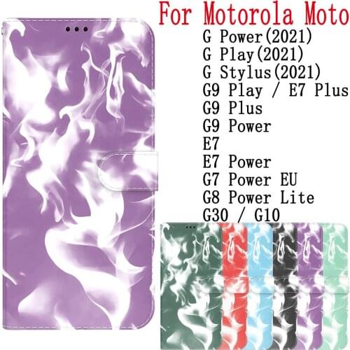 Sunjolly For Motorola Moto G Power Play Stylus 2021 G9 Play Plus Power E7 G30 10 G8 Power Lite Case Cover coque Flip Card Wallet