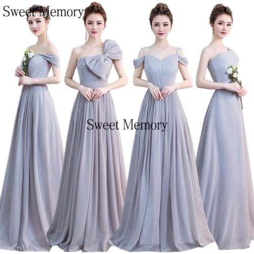 Custom Made Floor Length Grey Bridesmaid Dresses Sweetheart Wedding Prom Party Gowns Vestidos Sweet Memory