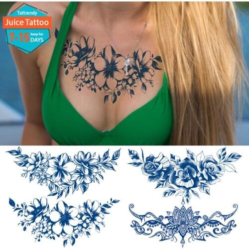 1 Sheet Chest Body Tattoo Temporary Waterproof Jewelry Flowers lace chandelier pattern Decal Waist Body Art Tattoo Sticker Girls
