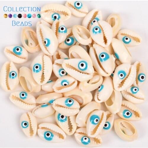 10-20mm Natural Blue Eyes Seashell Cowrie Conch Loose Spacer Beads Beach DIY for Jewelry Making Sea Shells Bracelet 10Pcs
