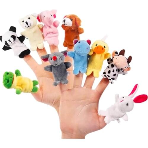10pcs/set Cartoon Biological Animal Finger Puppet Plush Toys Child Baby Favor Dolls For Children Lovely Cute Gifts Baby Favor