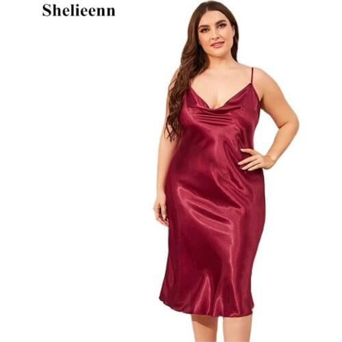 2021 Summer Ladies Sexy Silk Satin Night Dress Sleeveless V-neck Sleepwear Women Nightgown Plus Size Nightdress Nightwear