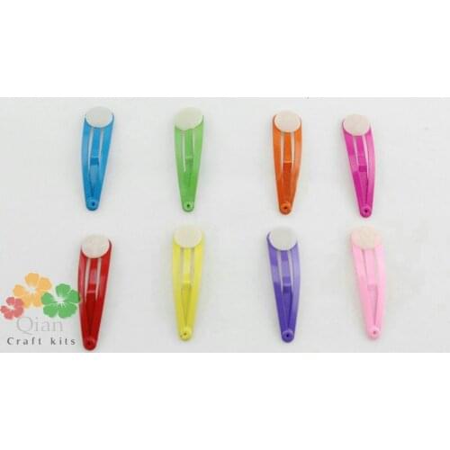 250pcs colorful Metal hair clips barrettes , hair pins snaps supply, hair accesories w/ glue pad for kids 1.5inch 38mm