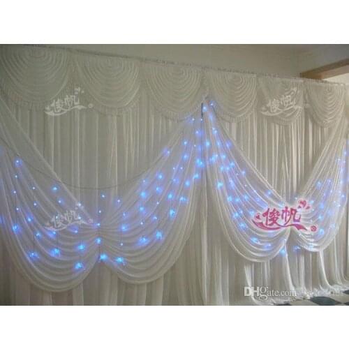 3M*6m 10ft*20ft Ice Silk White Color With Butterfly Swag Wedding Drape Curtain Backdrop wedding party props supplies