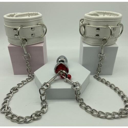 Stainless Steel Anal Bead Butt Plug Sex Toys with Leather Bondage Strap for Men Women Fetish SM Game to Ass Prostate Stimulator