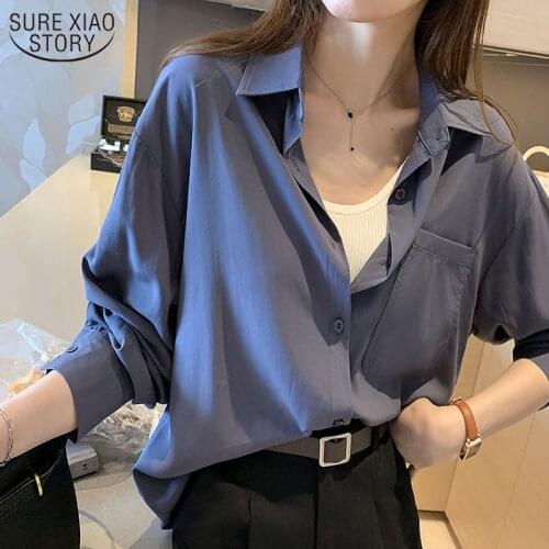 White Shirt Autumn New Long Sleeve Womens Blouse 2021 Plus Size Tops Lapel Single Breasted Fashion Women Blouses Female 12021