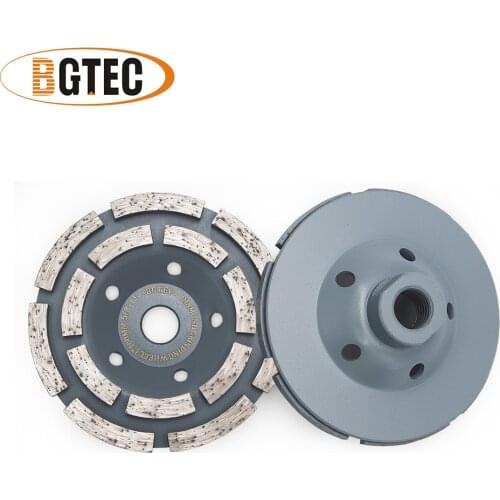 BGTEC 2pcs 4inch Diamond Double Row Grinding Cup Wheel 100mm concrete, Masonry, Granite marble Grinding discs