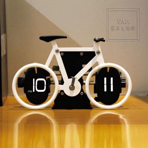 German Automatic Page-turning Clock, Antique Living Room Furniture Bicycle Page-turning Mechanical Clock Alarm Clock