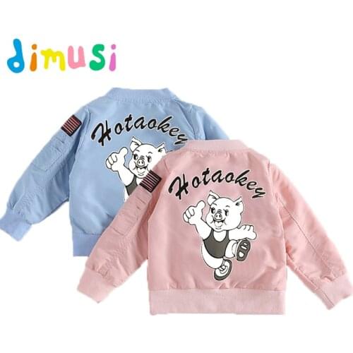 DIMUSI Spring Autumn Boys Bomber Jackets Fashion Thin Jackets Childrens Clothing Baby Girls Casual Cartoon Print Kids Coats 8T