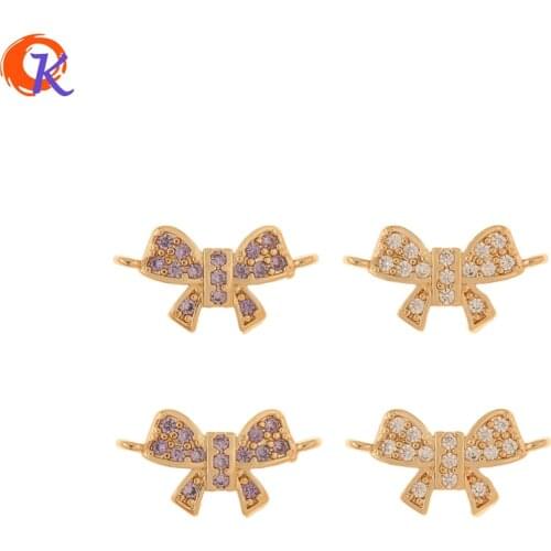 Cordial Design 50Pcs 8*15MM Jewelry Accessories/Hand Made/CZ Charms/Bowknot Shape/Pendant For Necklaces/DIY Jewelry Making