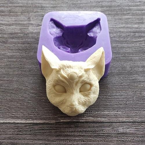 Three Eyes Cat Head Mold DIY Handmade Charms Mold Resin Crafting Mold Epoxy Jewellery Silicone Mold18182