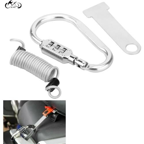Chrome Helmet Security Lock W/ T-bar Tool Combination Motorcycle Parts Universal For Dirt Bike Scooter Offroad Cafe Racer