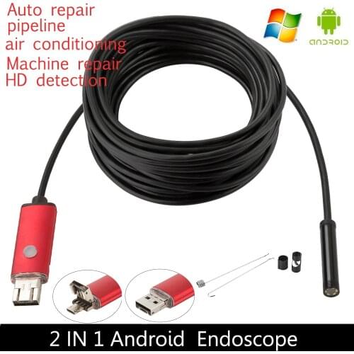 8MM USB Mini endoscope camera Android High quality 2/5/10m flexible snake tube detection SmartPhone OTG endoscope camera 8LED