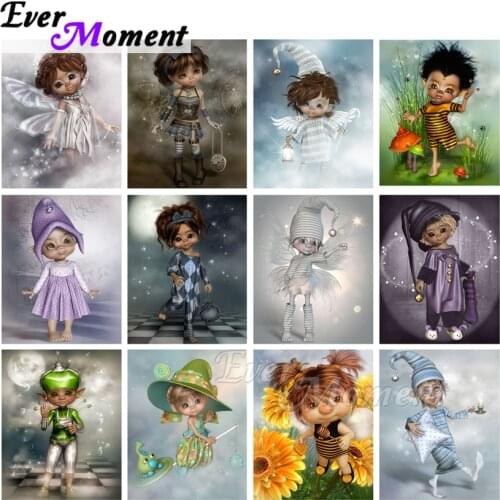 Ever Moment Diamond Painting Little Girl Boy Angel Full Square 5D DIY Diamond Mosaic Cross Stitch Home Decoration ASF2310