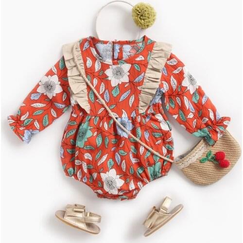 0-3T Newborn Kid Baby Girls Clothes Ruffles Flower Romper Elegant Cute Sweet Floral Jumpsuit Princess Cotton Outfit