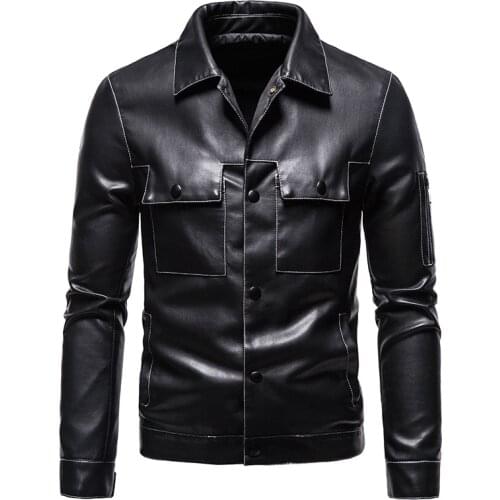 Leather clothes mens autumn new Korean style self-cultivation trend youth locomotive handsome sunshine PU lapel leather jacket