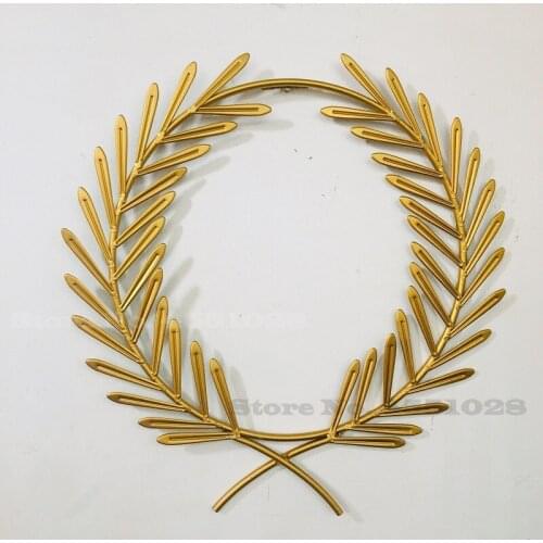Nordic Creative Metal Leaf Wall Hanging Decoration Round Wheat Ears Wall Mirror Frame Bedroom Living Room Retro Wall Decoration