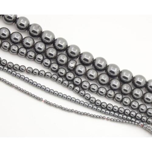 Natural Black Hematite Round Loose Beads 15.5 Inches Strand 2mm-12mm Choose