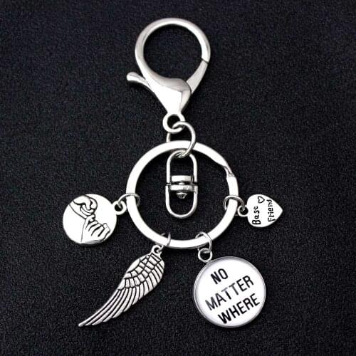 Wings Best Friends Heart Love Keychains Hand in Hand Pinky Swear Promise KeyChain Key Ring Key Chain Women Men Unisex Jewelry
