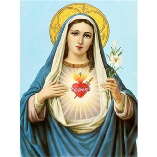 Full Square Diamond Painting Set Religion Portrait Diamond Embroidery Sale Virgin Mary Pictures of Rhinestones Decor