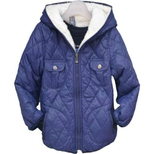 Autumn Winter Kids Jacket 3-7Y Boy Plus Velvet Warm Hooded Coat Outdoor Tops Childrens Clothes