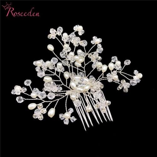 2018 New Handmade Pearl rhinestone Wedding Hair Comb For Women Bridesmaid Silver color bridal Hair Accessories RE755
