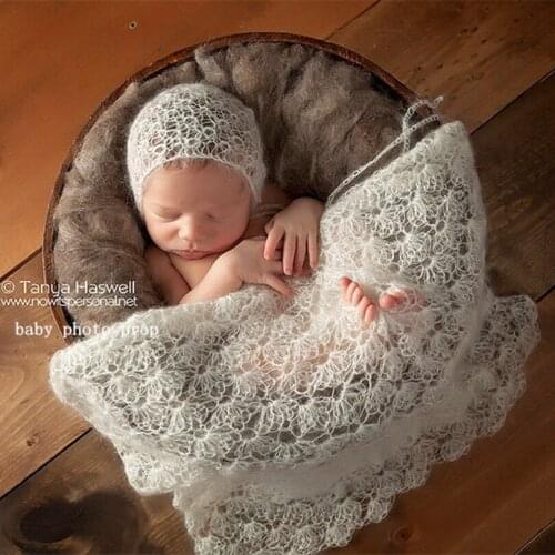 Newborn Size Mohair wrap with Hat Set Newborn photography prop