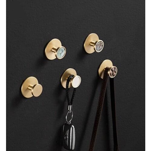 New Light luxury brass hook free perforation creative entrance door wall hanging wall nail free clothes single metal coat hook