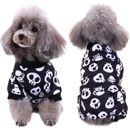 Halloween Skull Pet Clothes For Small Large Dogs Jumpsuit 4 Legged Pajamas Winter Warm Pet Coat Dog Costume Puppy Clothes