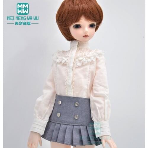 Clothes for doll fits 1/3 1/4 40-65cm SD MSD doll fashion shirt, British style pleated skirt, long stockings