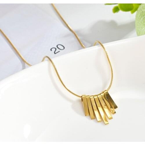 Classic Design Titanium Steel Geometric Rectangle Pendant Necklace For Women Trendy Gold Color Collar Necklace Luxury Jewelry