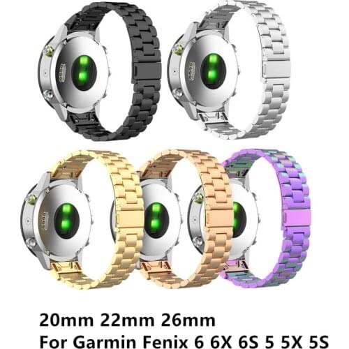 20mm 22mm 26mm Stainless Steel Wrist Strap for Garmin Fenix 6 6x 6s 5 5X Fenix 3 Forerunner945 Quick install Metal Watch Band