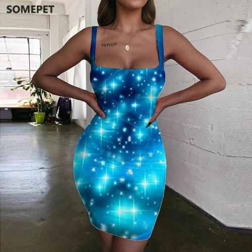 SOMEPET Christmas Dresses Women Christmas Tree Bodycon Dress Abstract Sundress Graphics Halter Sleeveless Womens Clothing Summer