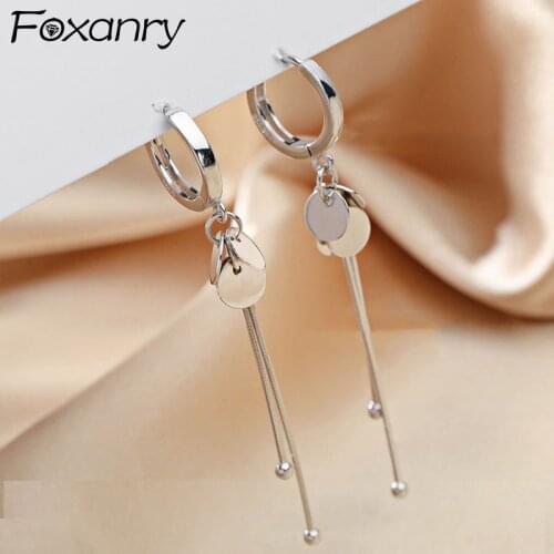 Foxanry 925 Sterling Silver Tassel Earrings for Women Couples New Trendy Elegant Wedding Bride Jewelry Prevent Allergy Wholesale