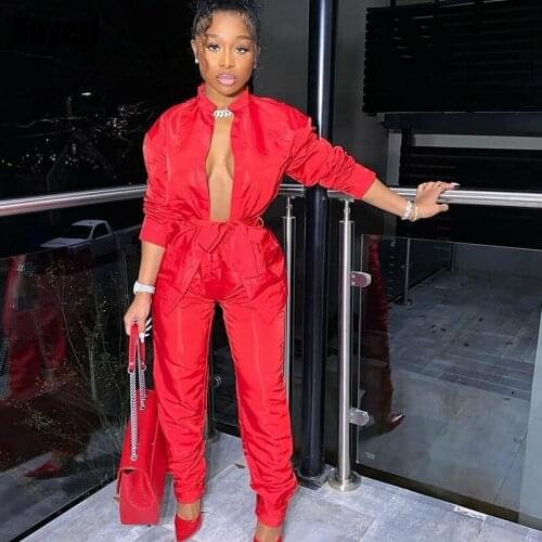 Spring Autumn Two Piece Set Women Long Sleeve Jacket Top and Long Pants Set Sexy 2 Piece Matching Sets Club Outfits for Women