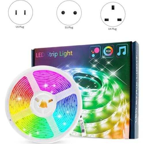 LBER 15M Bluetooth LED Strip Lights, 5050 RGB Strip Color Changing LED Lights with Remote, Lights Controlled By APP