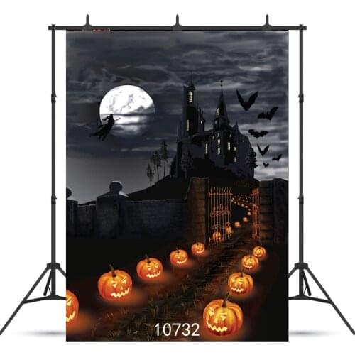 Halloween Backgrounds For Photo Studio Pumpkin Horror Castle Moon Dark Baby Childen Birthday Photography Backdrops Vinyl