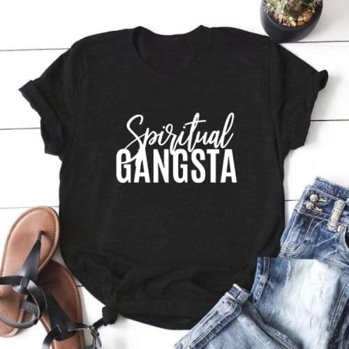 Femme White Cotton Tshirt Women Top Loose Camiseta Mujer Spiritual Gangsta Funny T Shirts Women Short Sleeve O-neck Tee Shirt