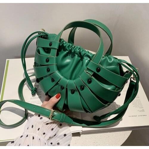 Semicircle Design PU Leather Flower Basket Crossbody Shoulder Bags for Women 2021 Spring New Branded Handbags and Purses