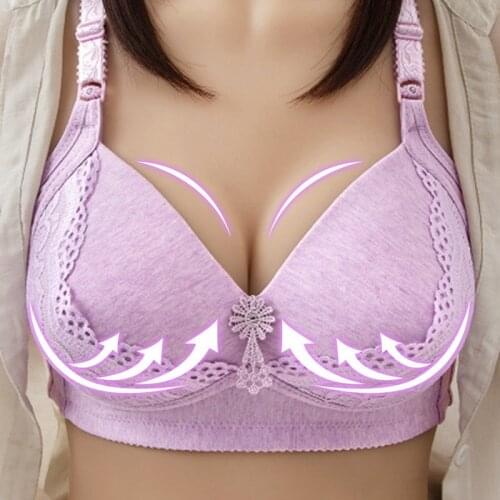 Women Back Buckle Cotton Bra Wire Free Plus Size Underwear Widened Shoulder Straps Bra Comfort Breast Cover Push Up Lingerie